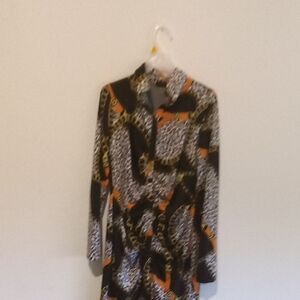 Stylish Black and Orange Patterned Dress